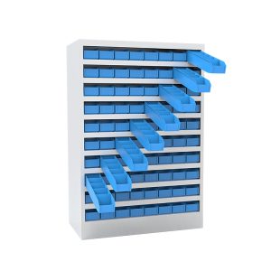 Bin storage cabinet
