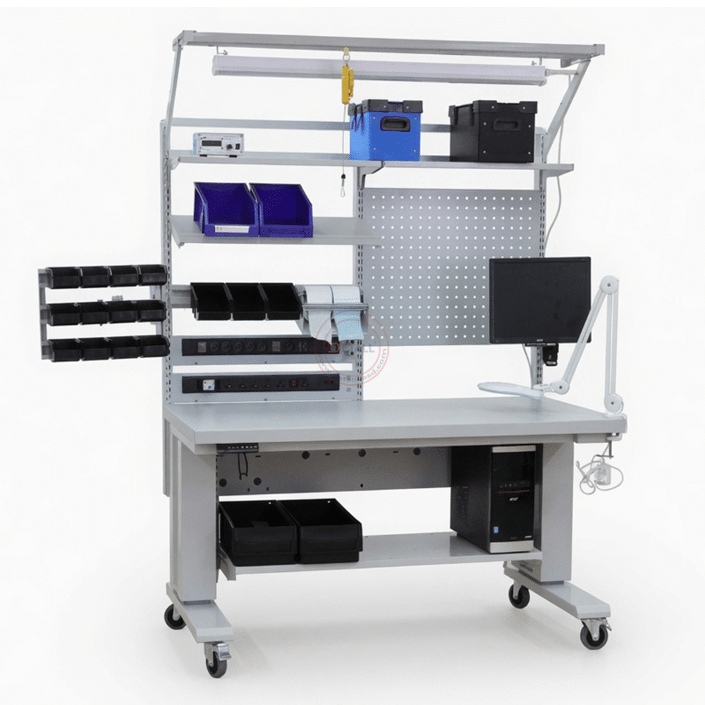 Electrical adjustable ESD workbench with anti-static components
