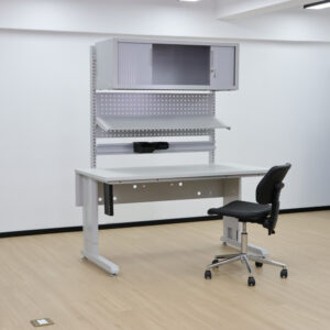 table with sliding cabinet