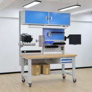 Heavy duty table with upper cabinet